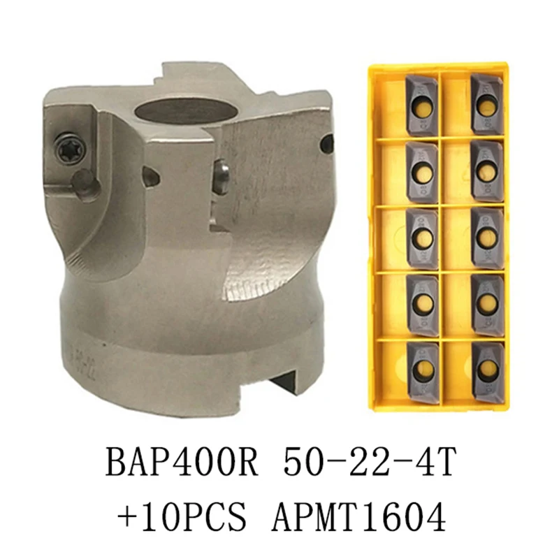 MT2 MT3 MT4 FMB22 Mohs Face Milling Handle BAP400R Face Milling Cutter Head 10pcs APMT1604 Carbide Blade, face milling tool set