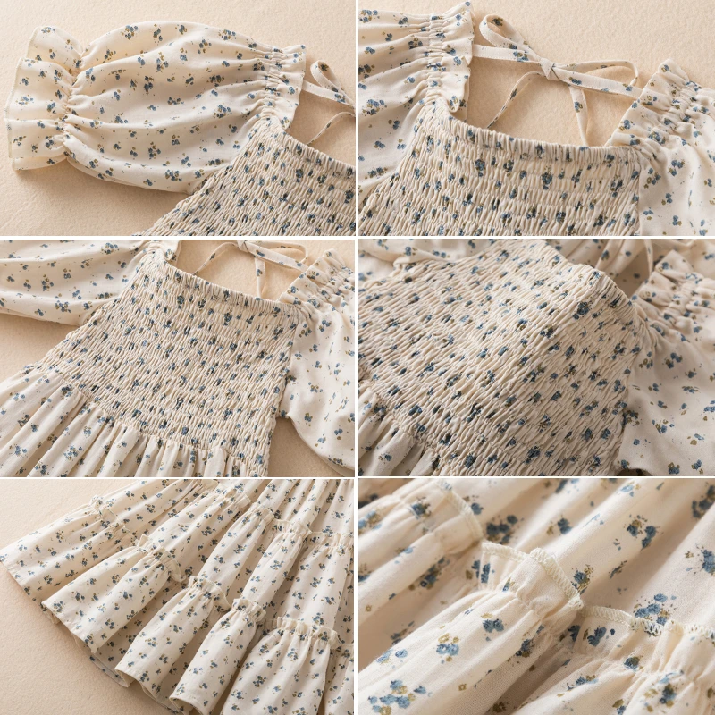 Short Sleeve Dress for Girl Polka Dot Kids Floral Evening Party Dresses Children Clothing Girls Birthday Smocked Vestidos 3-8T
