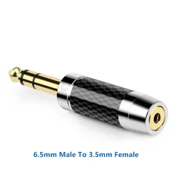 Enhanced Audio Converter Adapter with Carbon Fiber Design - 6.35mm to 2.5mm, 3.5mm, and 4.4mm Male and Female Connectors (6.5 3.5mm Audio Plug)