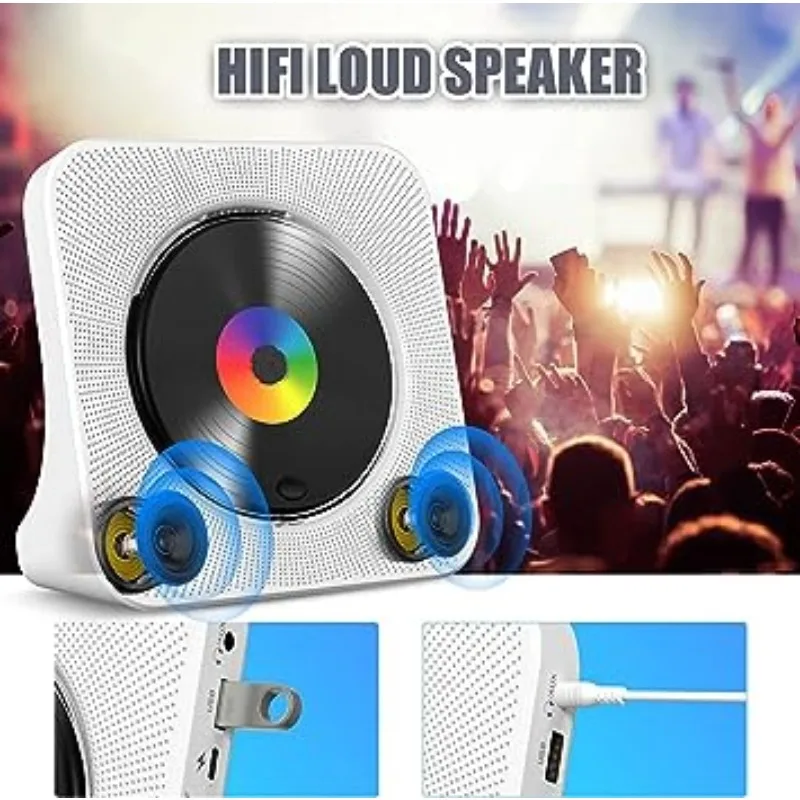 Portable CD Player For Home With Timer HiFi Speakers LCD Screen FM Radio