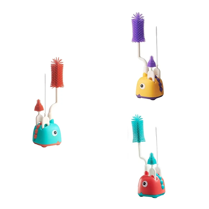 JB-Silicone Bottle Brush Cleaning Brush Special Draining Rack For Newborn Baby Long Handle Rinse Nipple Cleaning Set
