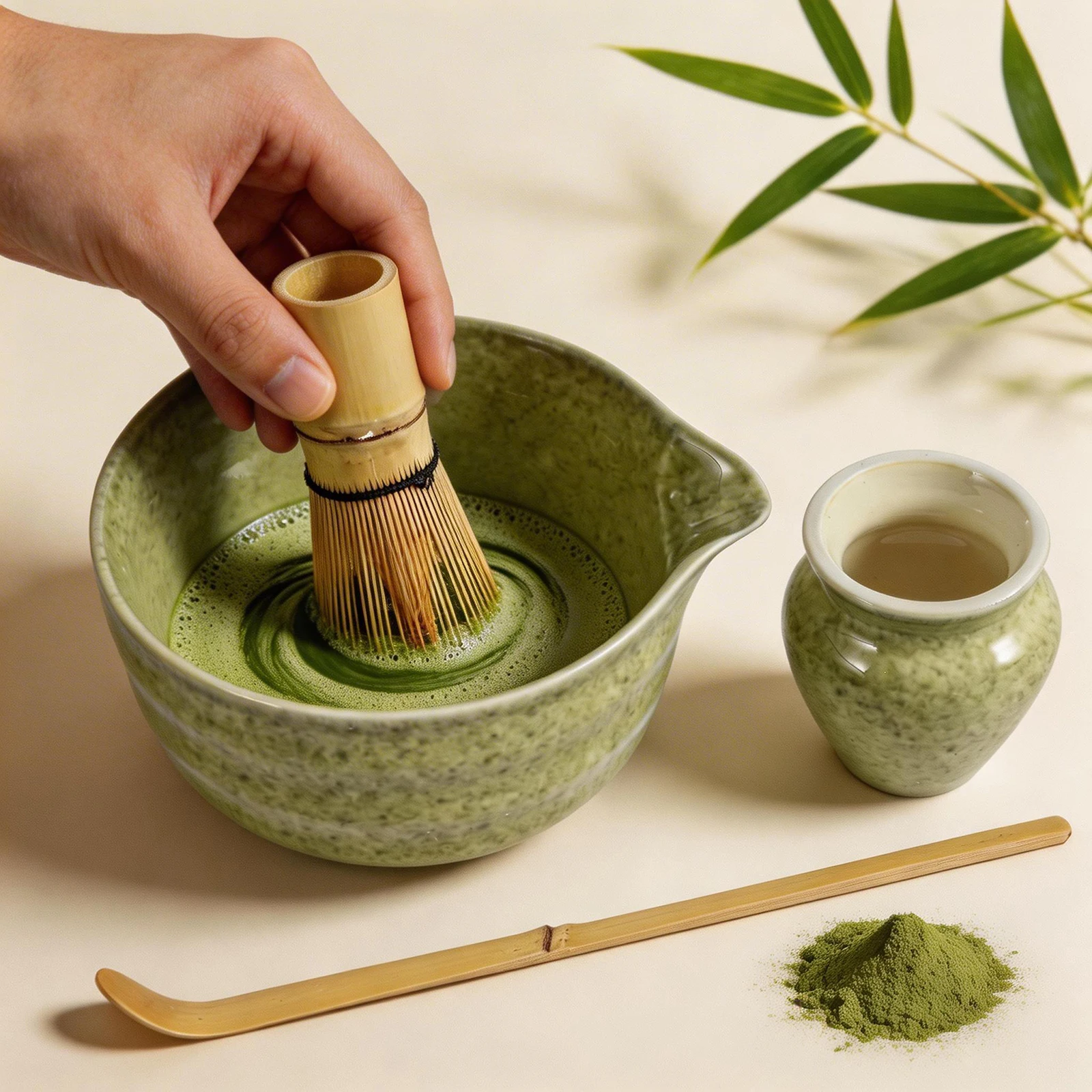 طقم ماتشا ياباني خيزران