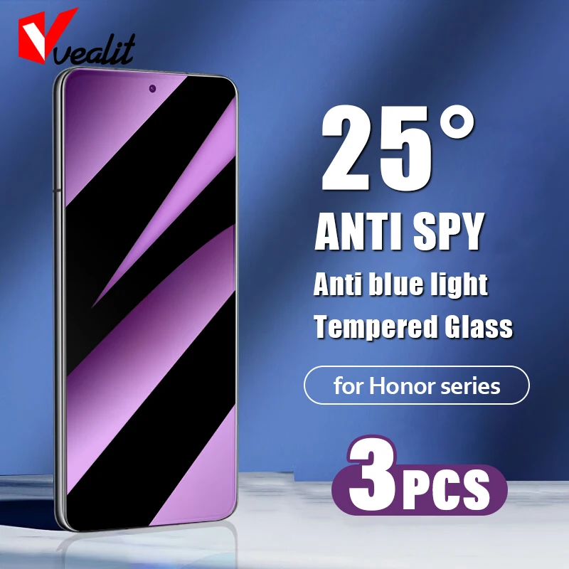 

1-3PCS Anti-spy Anti Blue Light Privacy Glass For Honor 80 50 SE 40 30 Lite 30S X40i GT X30i Play 6T Pro X20 Screen Protector