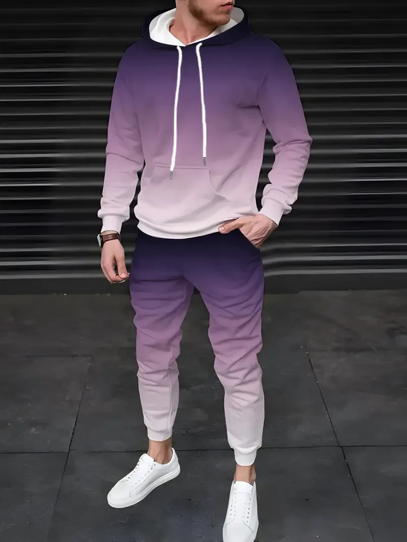 Men's 3D Printed Hoodies Sweatpants Sets Casual Tracksuit