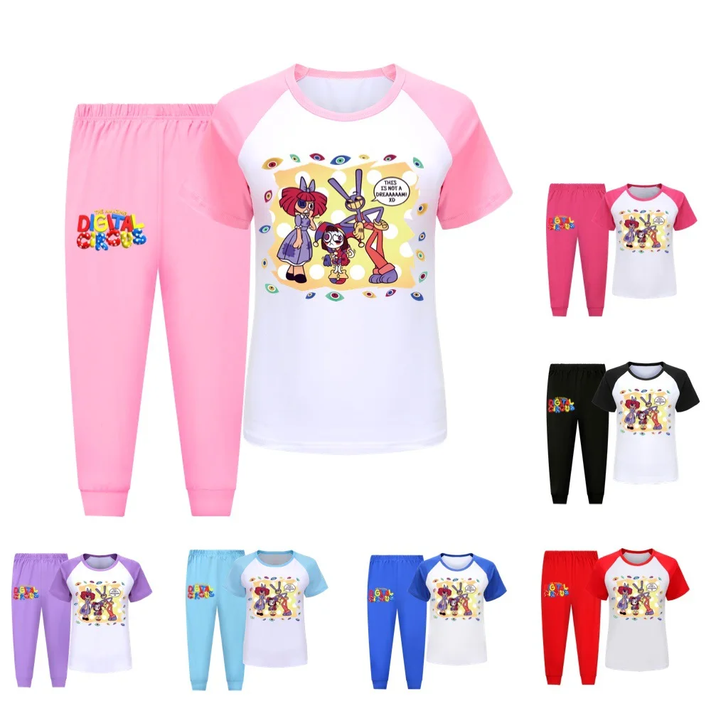 

New Movie The Amazing Digital Circus Clothes Kids Pomni Jax Pajama Sets Toddler Girls Short Sleeve Homewear Baby Boys Nightwear