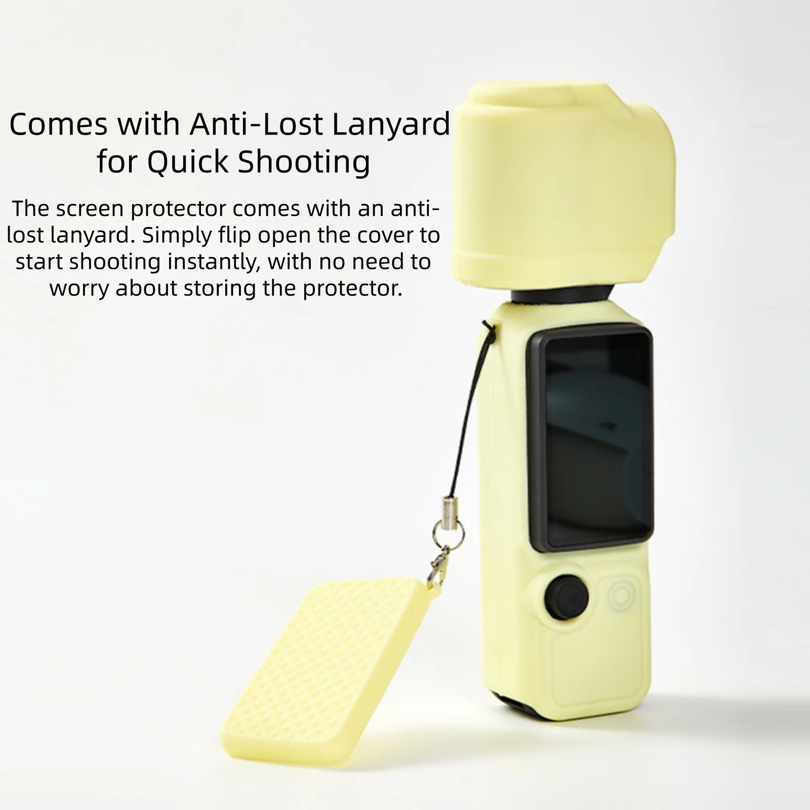DJI Pocket 4와 호환되는 실리콘 보호 케이스, 야외 여행용 분실 방지 끈이 있는 전체 커버 렌즈 스크린 커버