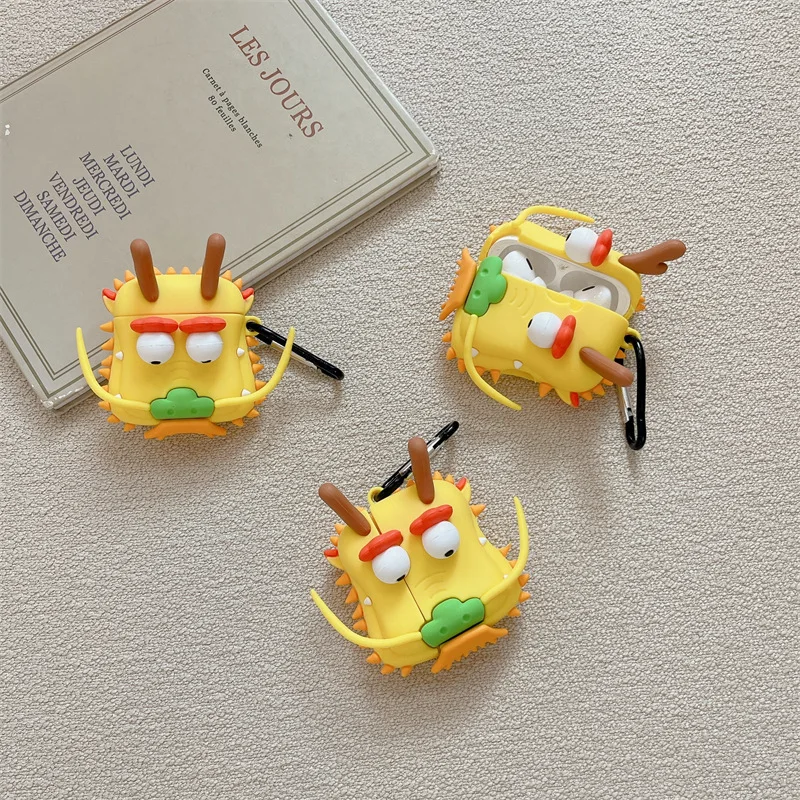 

3D Cute Cartoon Dragon Head Case for AirPods Pro2 Airpod Pro 1 2 3 Bluetooth Earbuds Charging Box Protective Earphone Case Cover