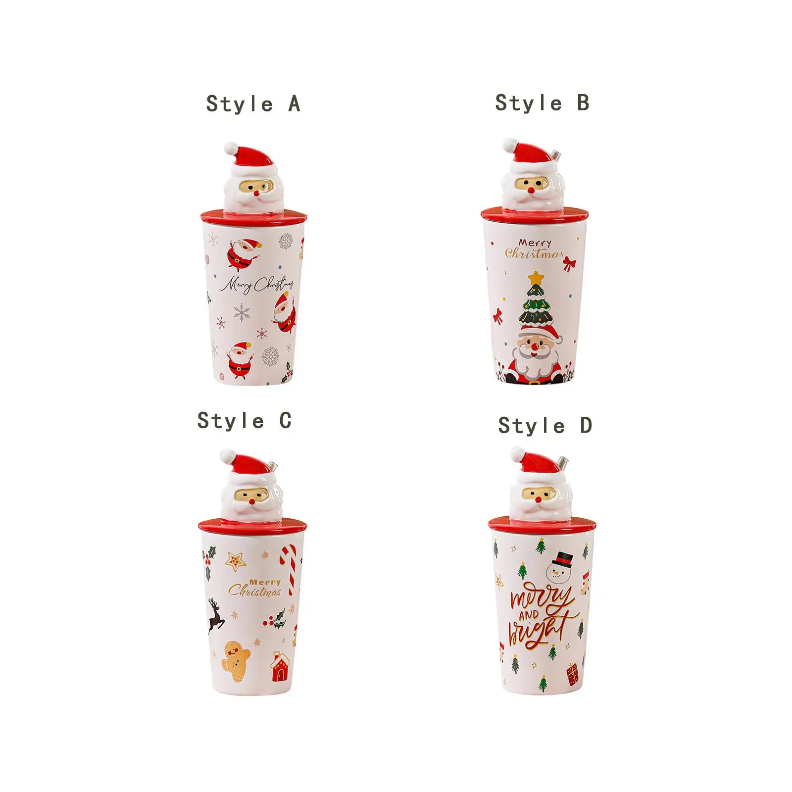 Gift Box Latte Mug Lovely Christmas Tumbler Latte Tea Cup with Lid Porcelain Coffee Cup for Latte Milk Gift Drinking Hot Coffee