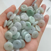 DDP 20 pièces 12,5 mm Perles de jade birman naturel de type A non traité vert glacial et blanc en forme de boucle de sécurité 6