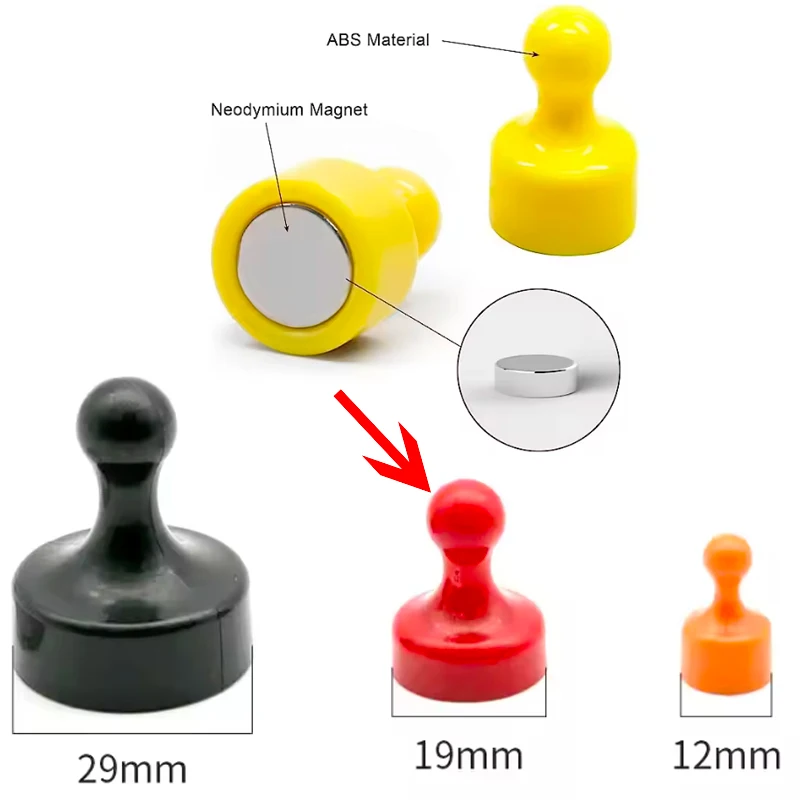 19X25mm 5/10/15/20/25pcs Multicolored Chess Push Pin Strong Round Magnets Thumbtack Fridge Kitchen Whiteboard Craft Diy Magnet