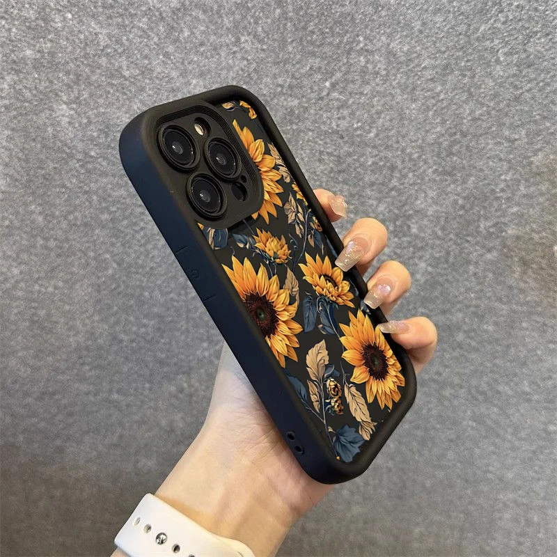 Sunflowers Printed Matte Phone Case - Soft Bumper Cover with Vibrant Floral Design