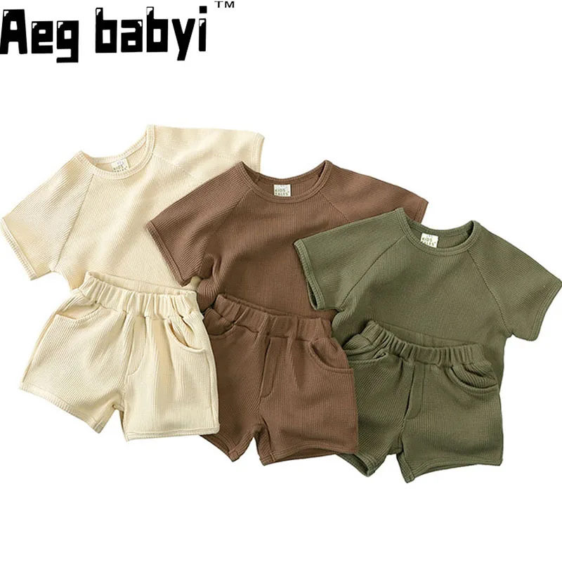 

Toddler Cute T-shirts+Shorts Baby Girls Summer New Clothes Casual Two Pieces Suits Kids Boy Trendy Simple Thin Soft Tees Outfits