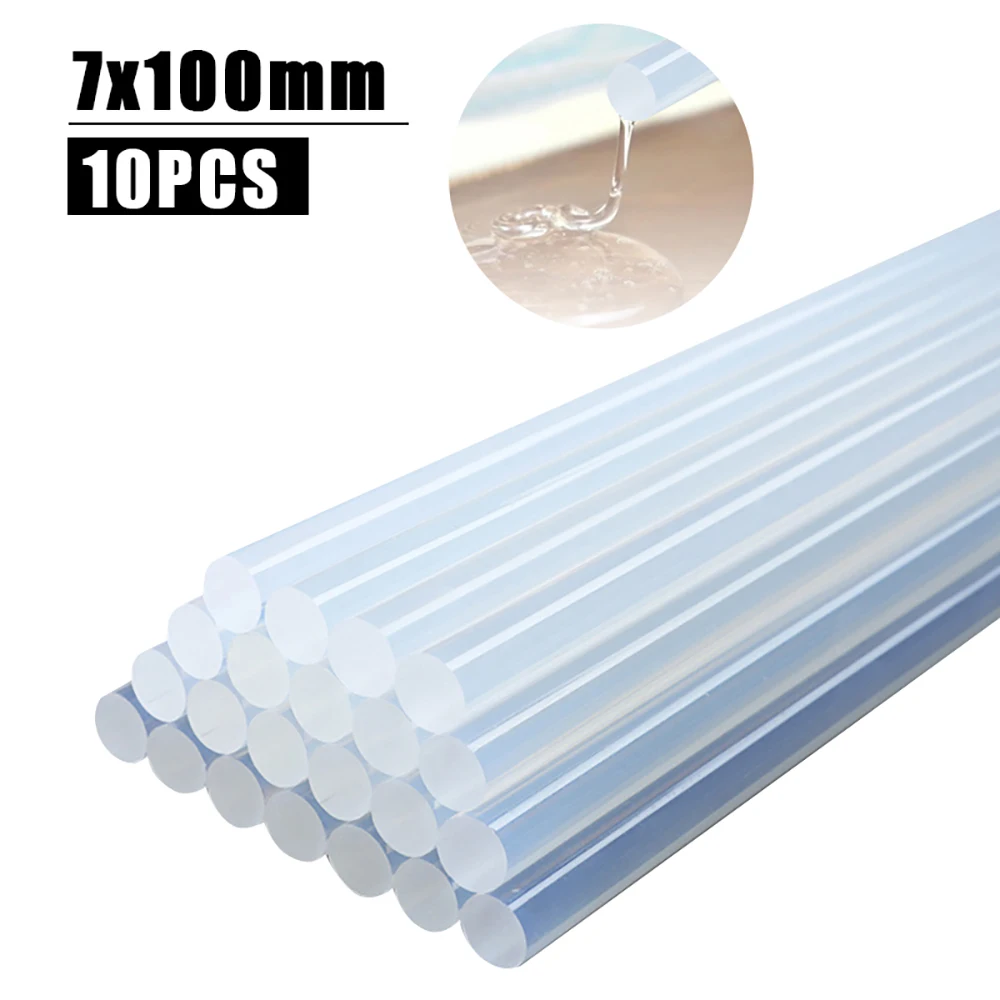 10Pcs 7mmx100mm Transparent Hot Melt Glue Sticks For Heat Pistol Gun Electric Glue Gun Craft Repair General Adhesive DIY Tool 2