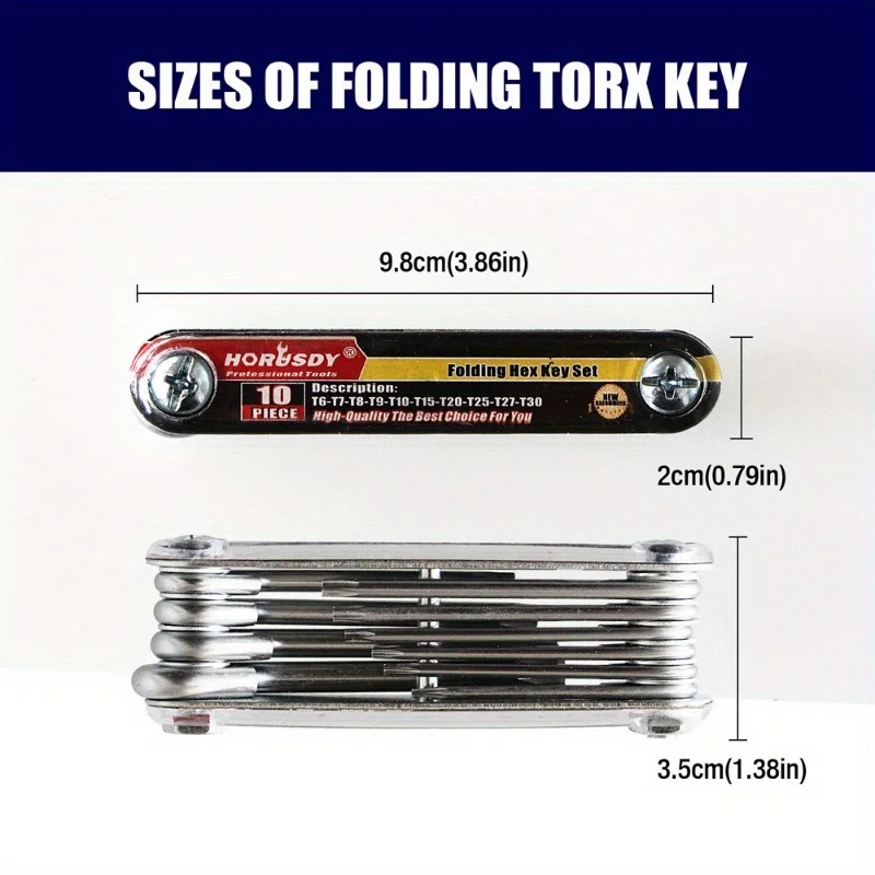 Folding Torx Screwdriver Set Portable Chrome Vanadium Steel Screwdriver T6-T30, Corrosion-Resistant Aluminum Holder, Durable
