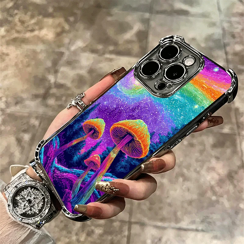 Psychedelic Mushroom Plating Anti-Fall Soft Phone Case