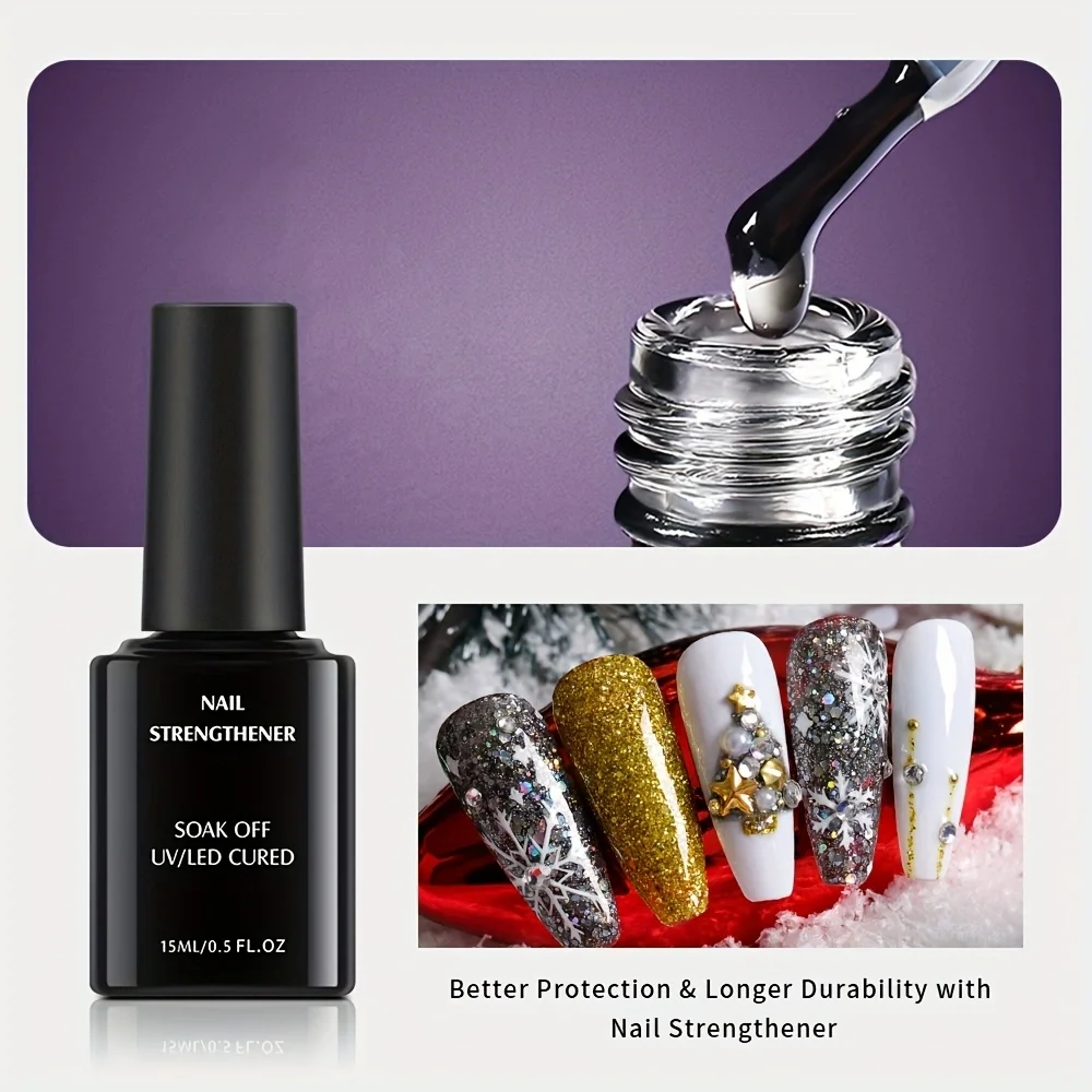 15ml * 3 bottles of primer+topcoat+nail strengthening agent set, suitable for women's nail art design at home and in the salon