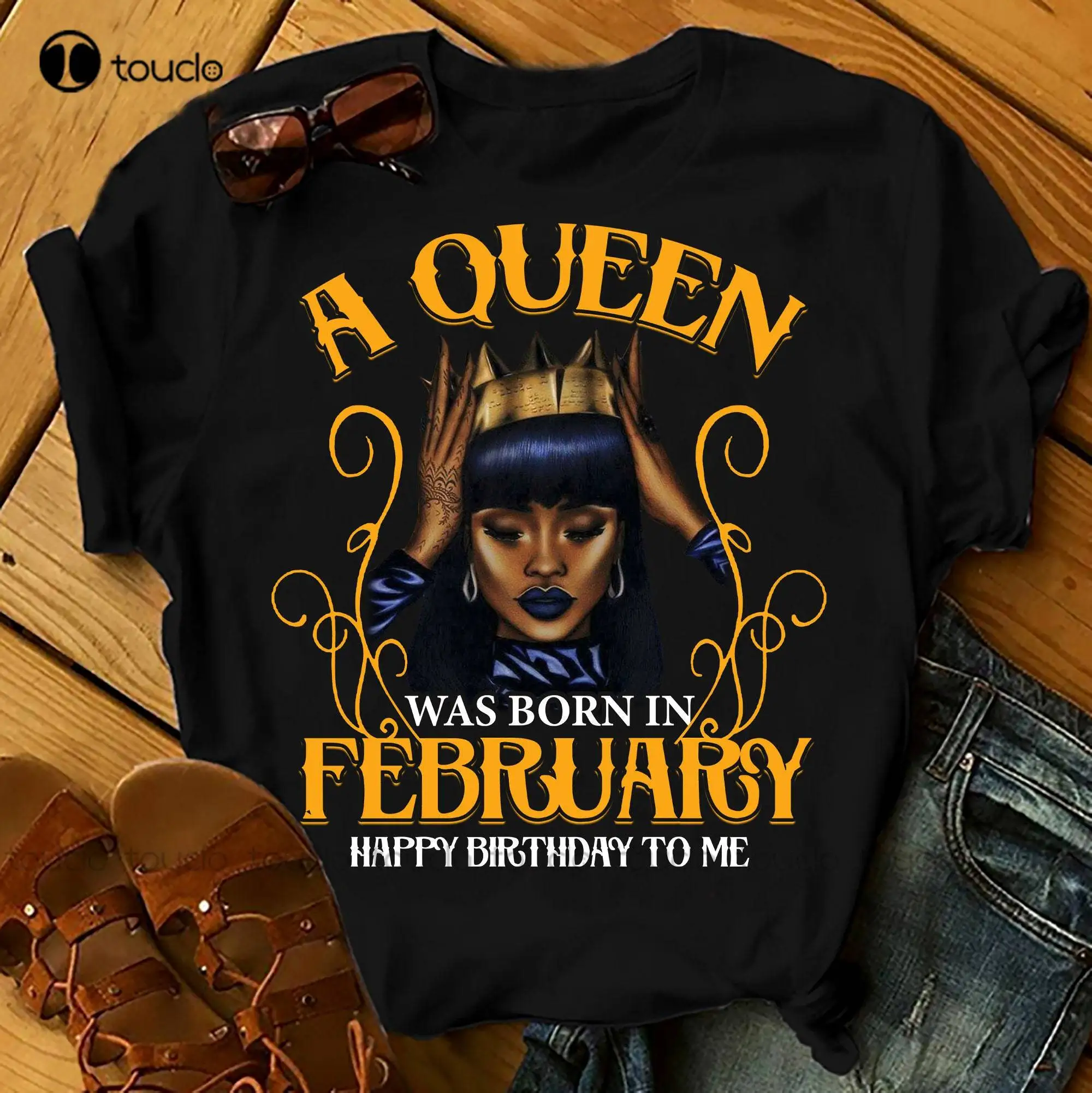 

Футболка женская летняя из дышащего хлопка, с принтом "Queen Was Born In февраль"