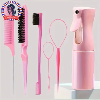 6PCS Hair Brush Styling Set with Spray Bottle & Combs | Hairdressing & Braiding Tools 1