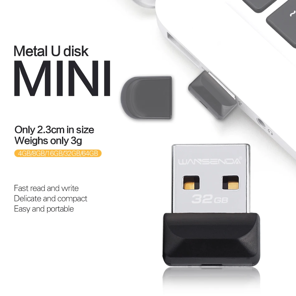WANSENDA USB 플래시 드라이브, 슈퍼 미니 펜 드라이브, 방수 메모리 스틱, 썸 드라이브, 64GB, 32GB, 16GB, 8GB, 4GB