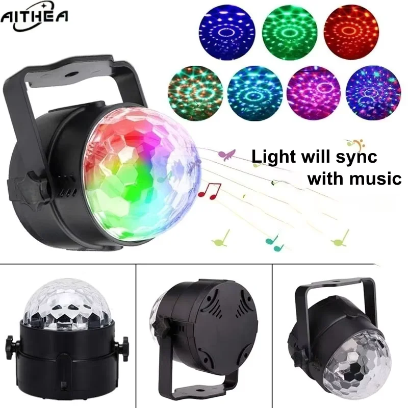 Music Sync LED Stage Disco Light With Remote Control Christmas Atmosphere Rotating Ball Lamp for Party Home DJ Bar Xmas