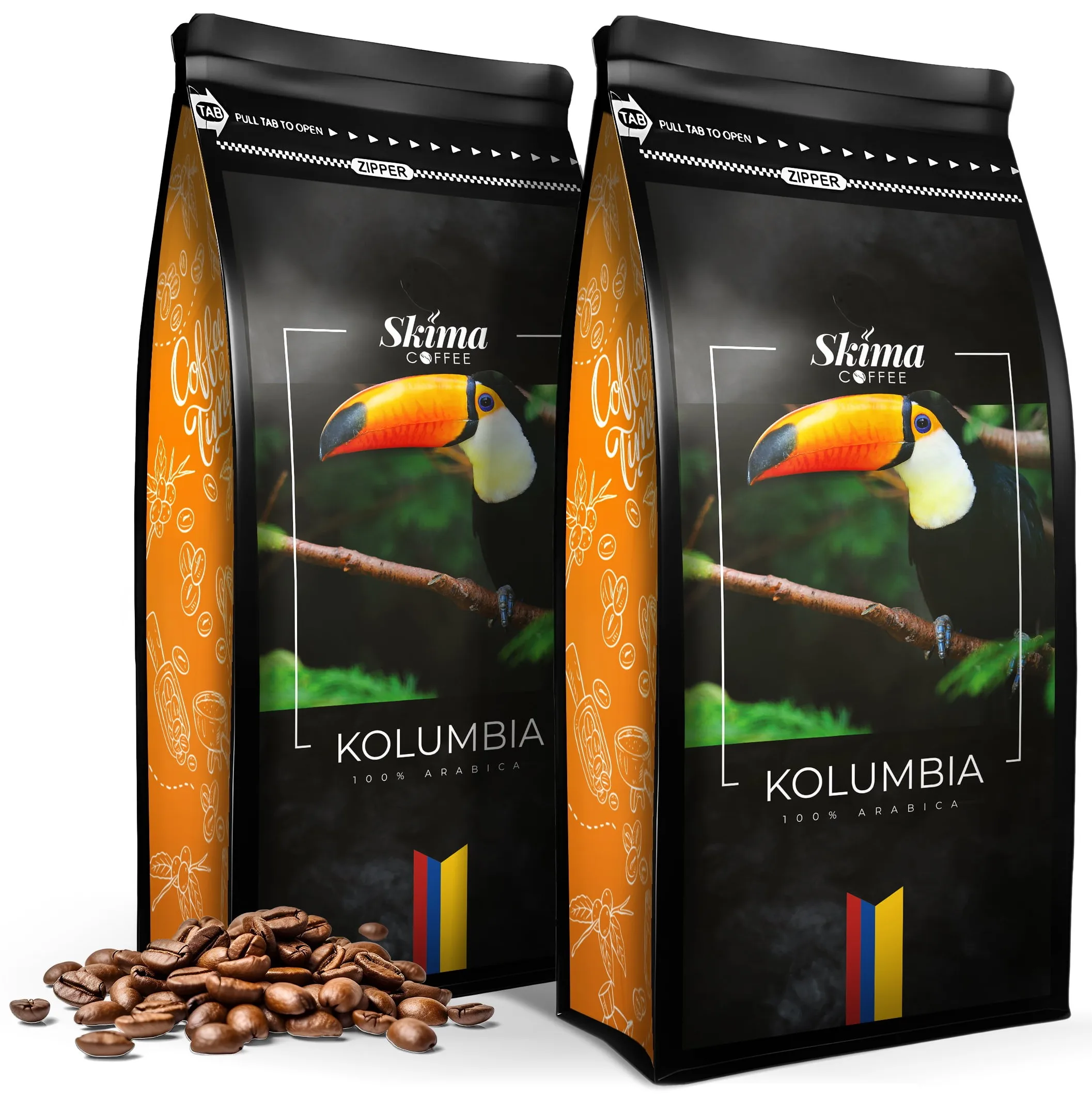 Kawa ziarnista 2X1kg KOLUMBIA 100% ARABICA Świeżo Palona do ekspresu z Polski za $24.51 / ~92zł