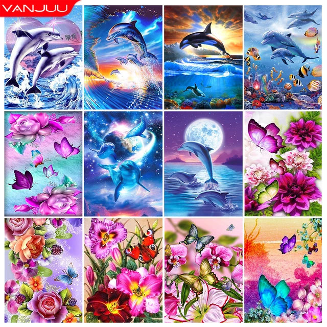 5d Diamond Painting Dolphins Full Diamond Mosaic Embroidery Cross Stitch  Diamond Painting Kits Animal Art Photo Home Decorations - AliExpress