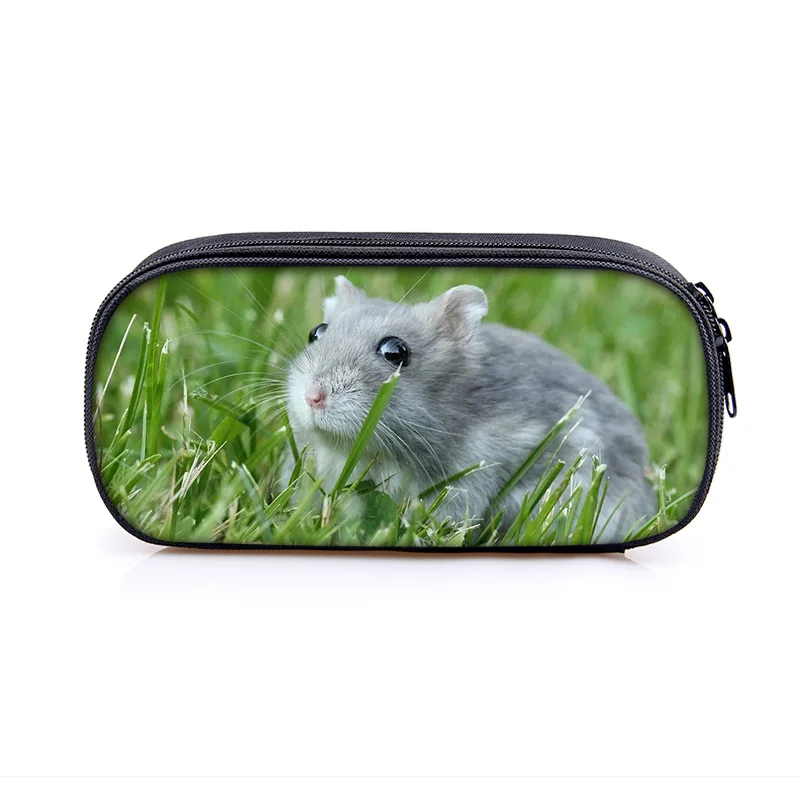Cute Animal Hamster Print Pencil Bags Women Cosmetic Cases Toilet