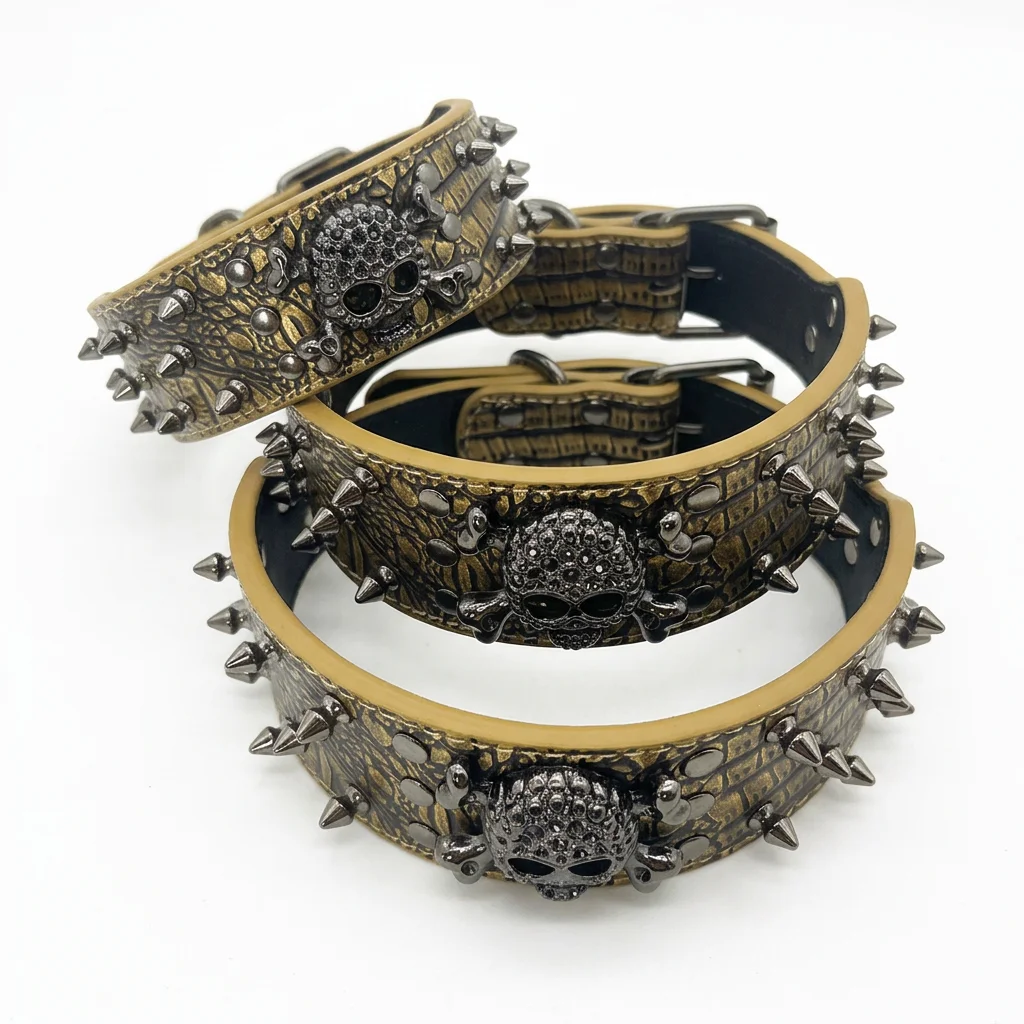 Spiked Studded Dog Collar with Traction Rope | Adjustable Anti-Bite Pet Necklace