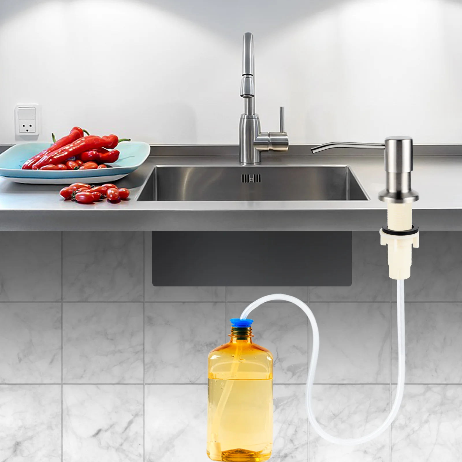 Soap Dispenser Sink Soap Dispenser for Kitchen Sink Countertop Built in Sink Soap Dispenser with Extension Tube kit No Need to Fill The Littl