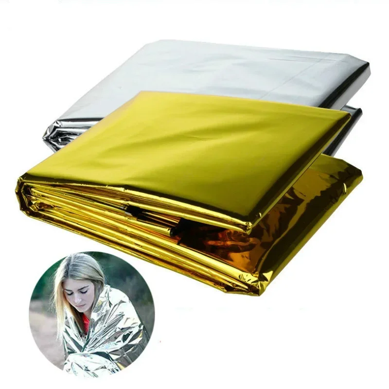 

130*210cm Random Color First Aid Blanket Rescue Curtain Military Blanket Outdoor Waterproof Emergency Survival Blanket Foil