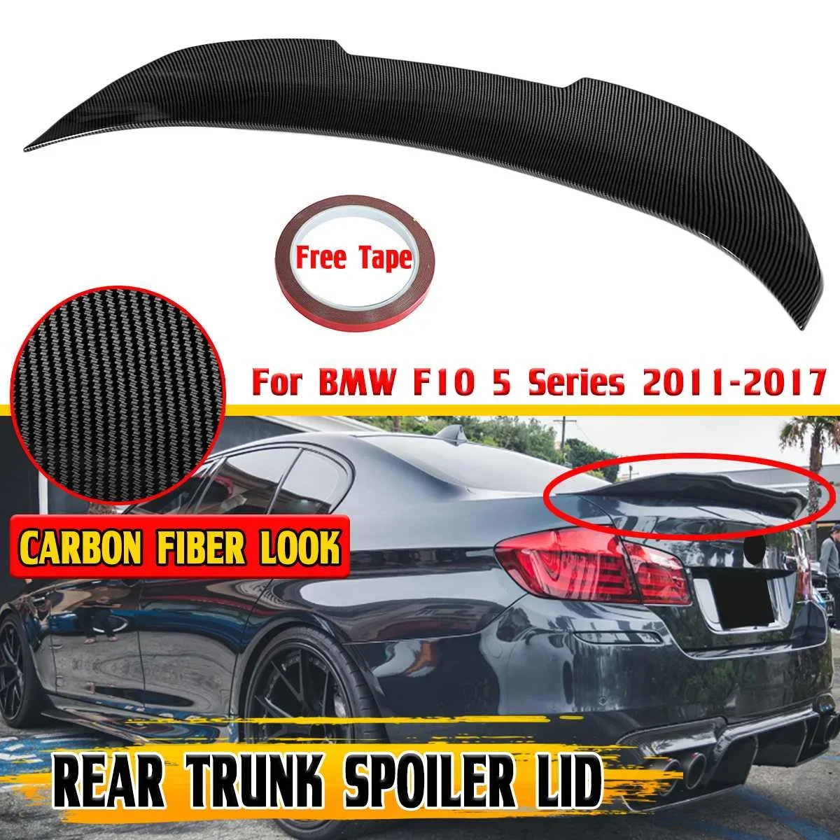 

PSM Style Car Rear Trunk Boot Lip Spoiler Wing Lip For BMW F10 5 Series 2011-2017 Rear Trunk Spoiler Lid Tail Wing Decoration