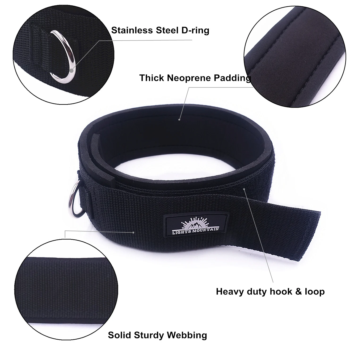 1 Pair Adjustable Thigh Ankle Strap Leg Cuffs Neoprene Padded Straps D-Ring Glute Kickback for Home Gym Cable Machine Exercise 5