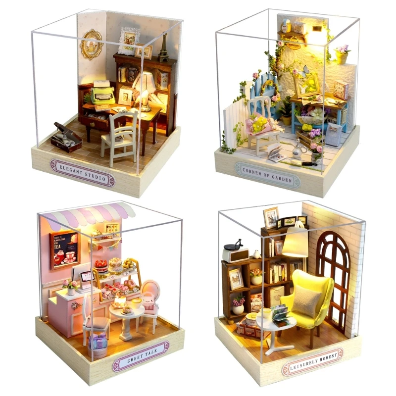 DIY Dollhouse Miniature with Furniture Wood Mini House Kits Room Decorations Craft Gift for Teens Adults Women Men 2