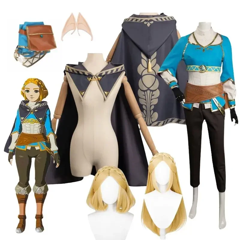 

Zelda: Cosplay Tears of The Kingdom Princess Link Cosplay Costume Cloak Uniform for Women Princess Wig Carnival Disguise Suit