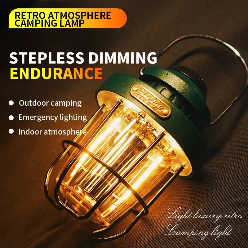 

Asafie Portable Retro Lamp Multi-function Outdoor Camping Light USB Rechargeable Tent Atmosphere Torch