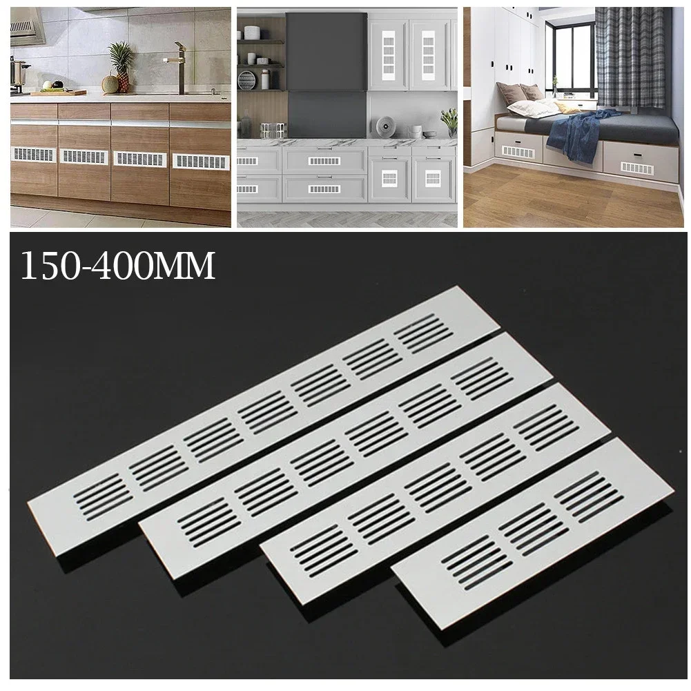1Pc 60mm White Aluminium Rectangular Cabinet Wardrobe Air Vent Grille Ventilation Cover Plate Grille Vent Perforated Sheet air vent grille ventilation grille air vent cover