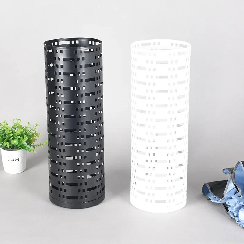 Metal Umbrella Stand Newspaper Magazine Storage Organizer Stamped Embossed Square Design Dried Flower Vase Holder
