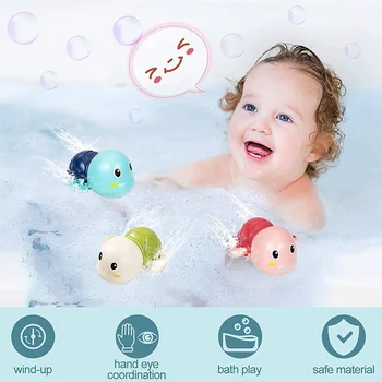 Baby Bath Toys Bathing Cute Swimming Turtle Whale Pool Beach Classic Chain Clockwork Water Toy For Kids Water Playing Toys 2