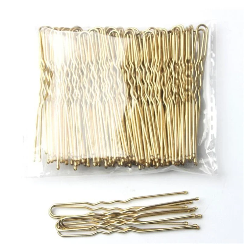 Hair Accessory 50 Pcs/Bag 5 6 7cm U Shaped Alloy Hairpins Waved Hair Clips Simple Metal Bobby Pins Barrettes Bridal Hairstyle Tool Hair Pins