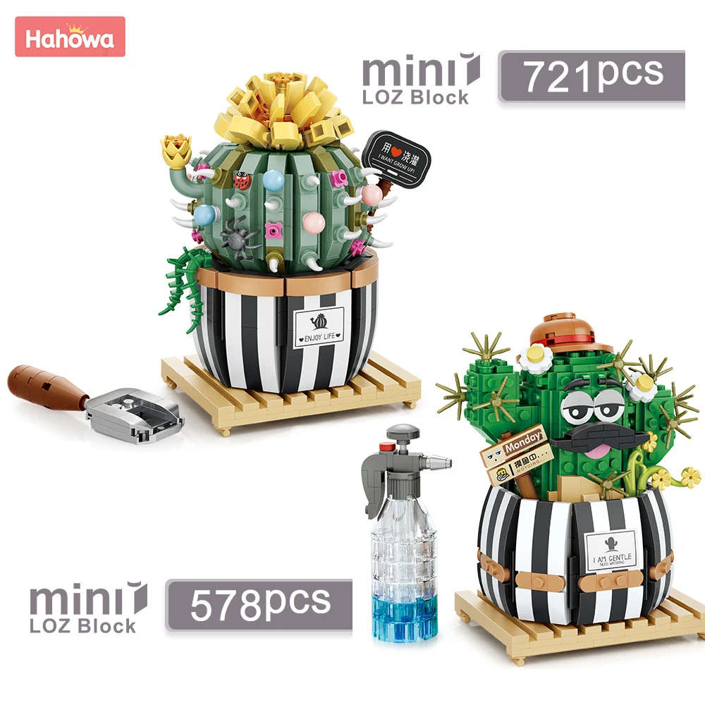 

Mini Building Blocks Cactus Plant Models Bonsai Succulent Simulation Green Plants Flowers Bricks Home Decoration For Children