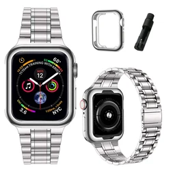 Premium Stainless Steel Watch Strap with Soft TPU Case for 40mm (Silver)
