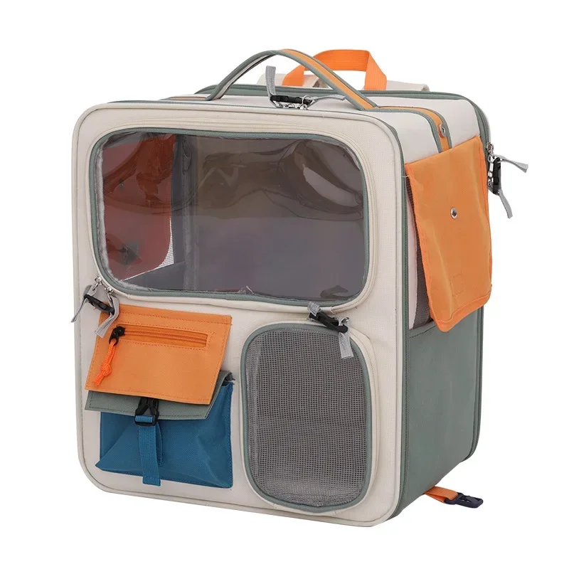 Foldable cat carrier pet backpack Outing cat backpack carrier small animal Portable Luggage pets bag with wheels