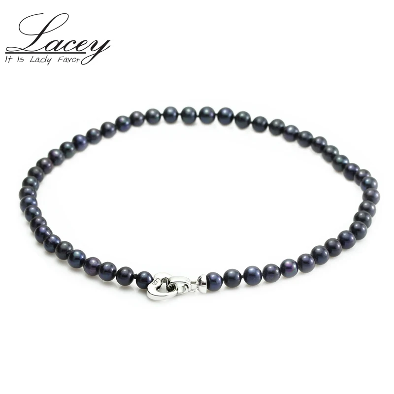 Genuine Natural Black Pearl Necklace For Women,Real Freshwater Pearl Necklace Choker 925 Silver Necklace collar mujer