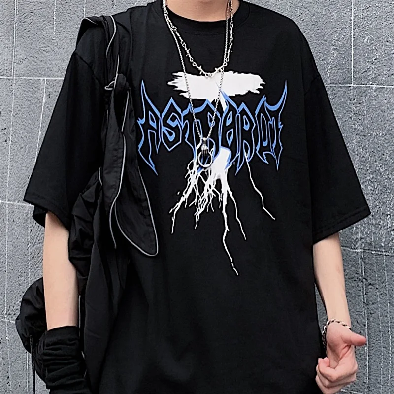 

2022 Women T-shirt Vintage Loose Korean Style Demon Short Sleeve TShirt Harajuku Summer Gothic Unisex Streetwear y2k Clothes Top