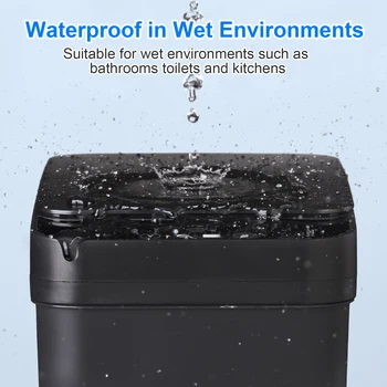 18L Black Bathroom Automatic Trash Can Touchless Smart Motion Sensor Garbage Can with Lids for Bedroom Living Room Office 3