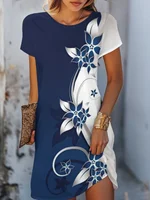 Robe d'été élégante à motif floral pour femme, style streetwear, manches courtes, col rond, collection 2026 5
