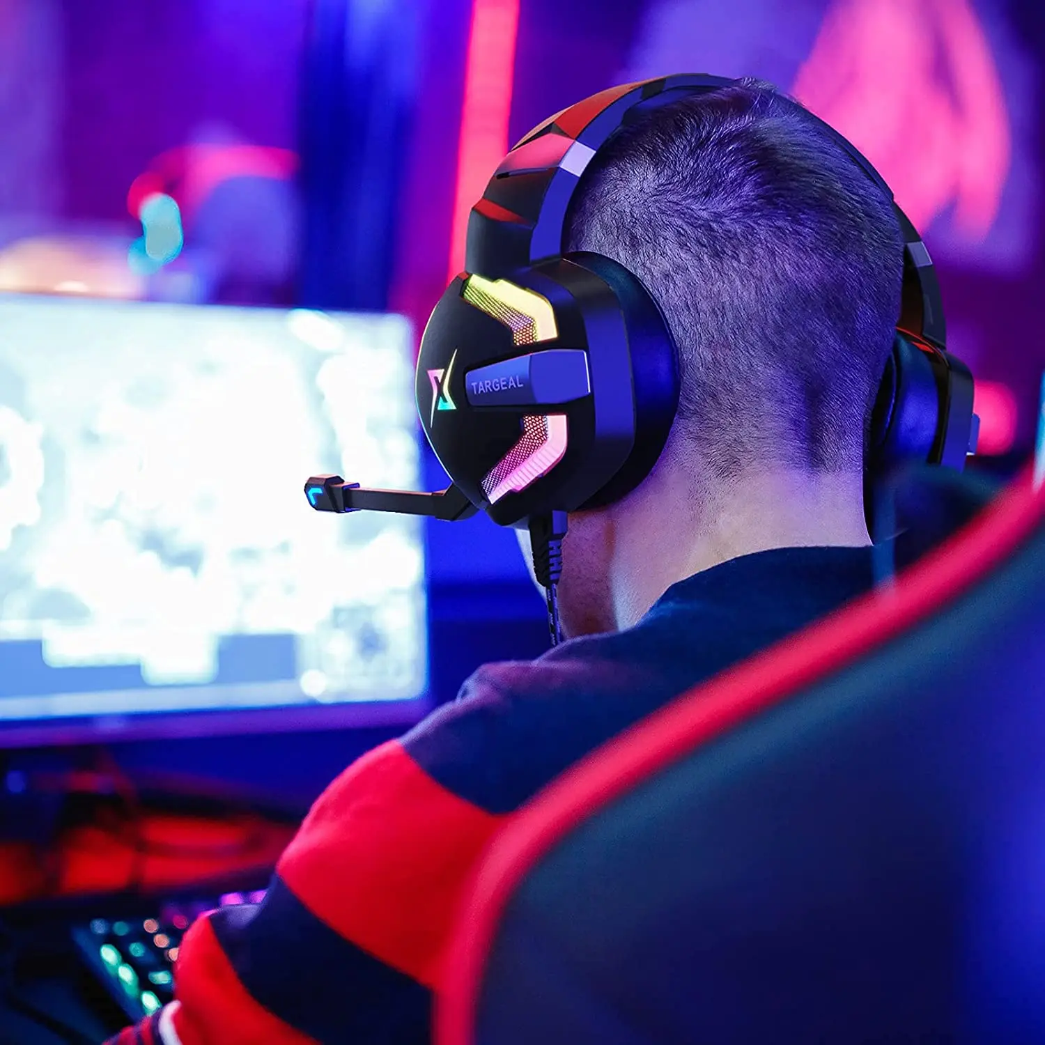 Targeal 7.1 Channel Wired Gaming Headset for PC PS5 PS4 Switch Laptop Mac with Omnidirectional Noise Canceling Mic, RGB LED