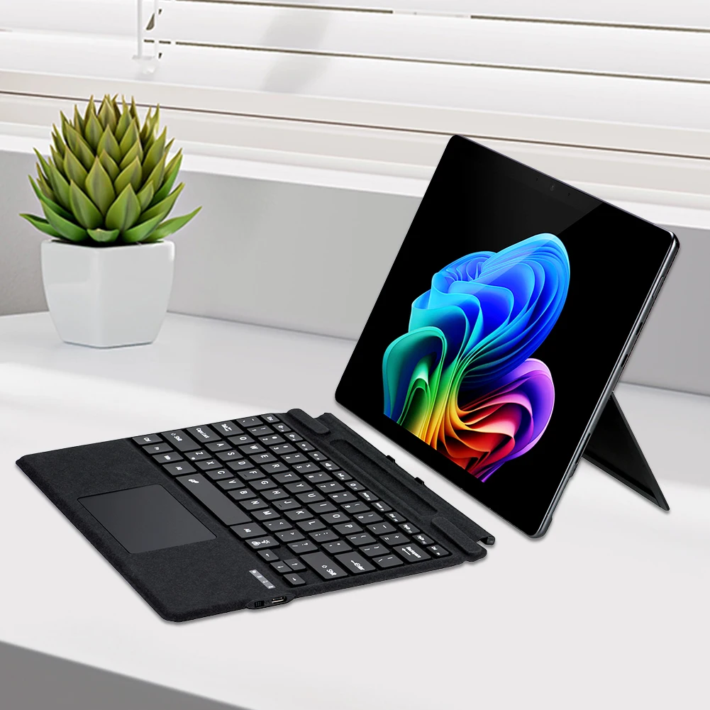 Bluetooth-Compatible Ultra-Slim Keyboard with Touchpad Type C Charging 7-Color Backlight for Microsoft Surface Pro 8/9/X/10/11