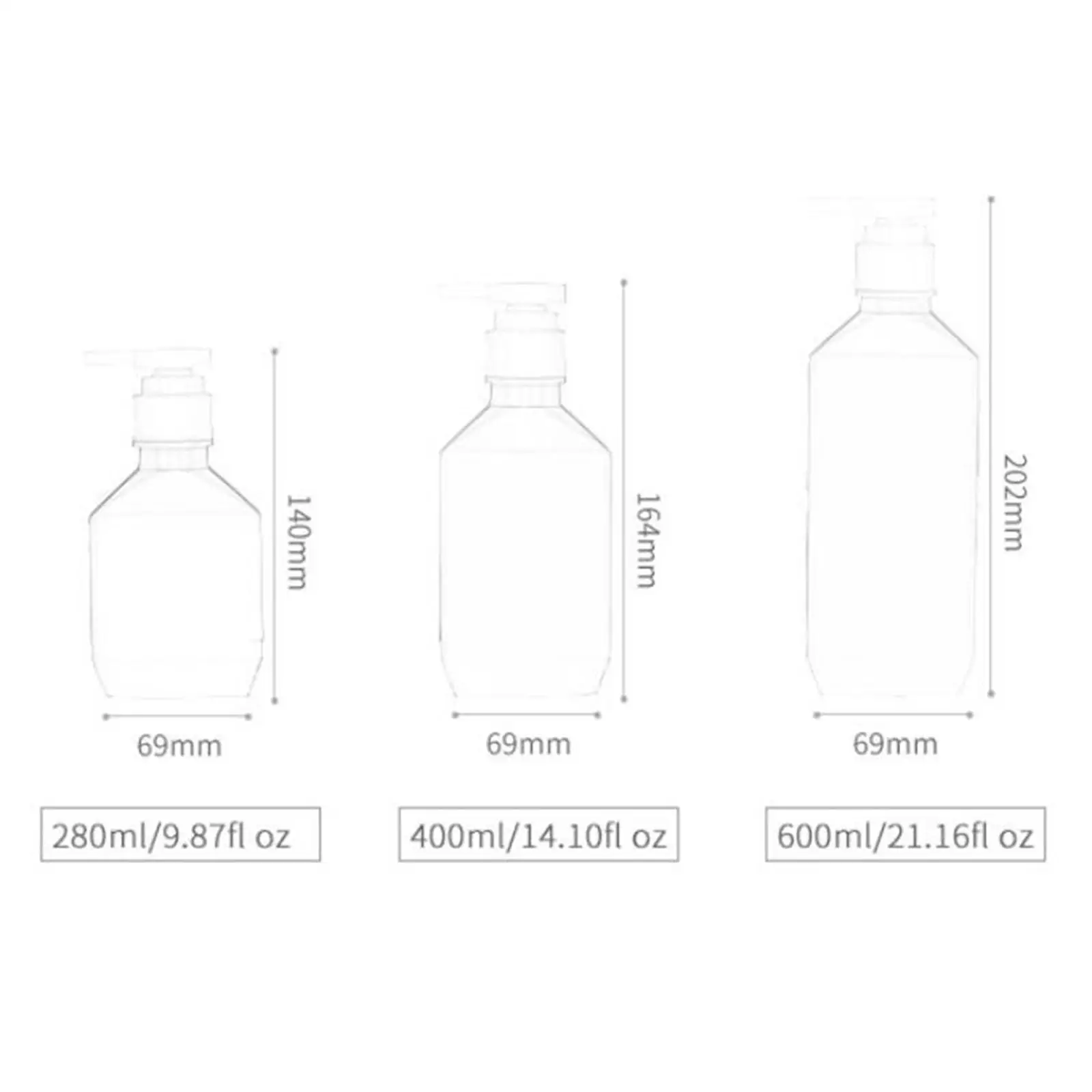 2xEmpty Dispenser Bottle Subpackage Push Type for Shampoo Women white 400ml