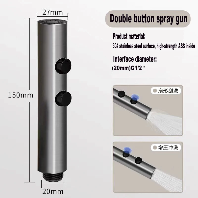Handheld Toilet Bidet Faucet Rain Sprayer Stainless Steel Dual Button Bidet Sprayer Set Handheld Sprayer Shower Self-Cleaning 3